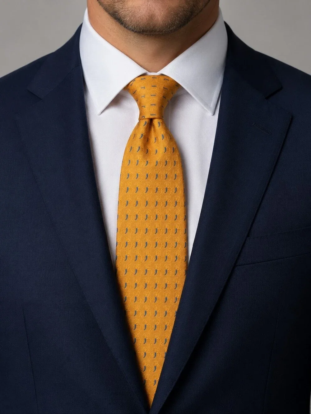 Robert Talbott Best of Class Yellow Blue Textured Silk Medallion Tie USA